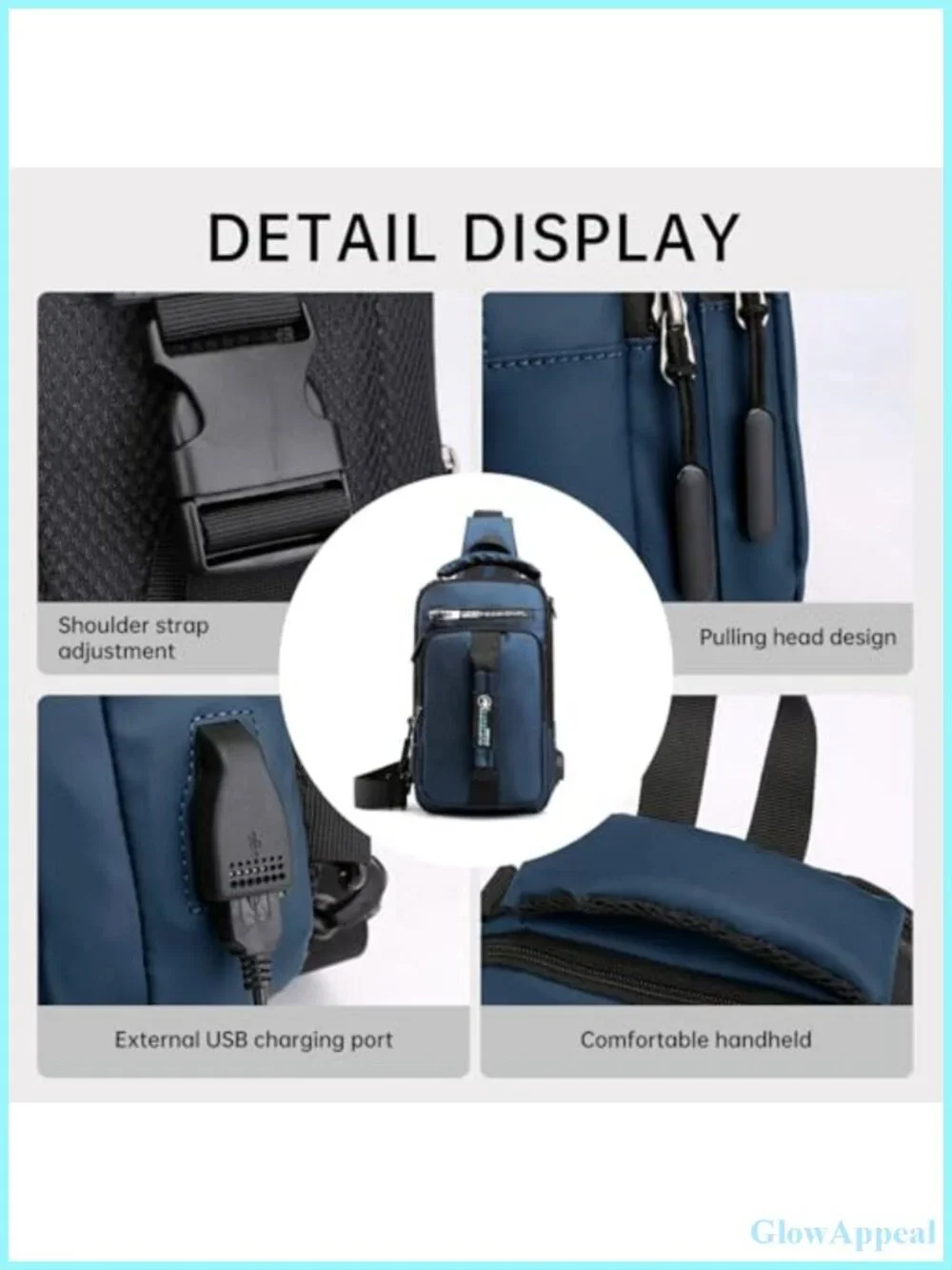 Mens Oxford Canvas Shoulder Bag Business Casual Solid Color